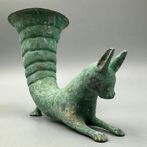 Well Preserved Ancient Luristan Bronze Wine Animal Design Rhyton