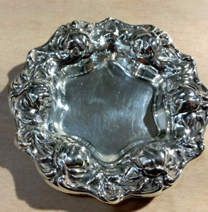 Antique Sterling Silver Small Floral Bowl Raised Florals Frank M Whiting Brand