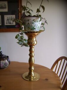 Antique Art Nouveau Tall Brass Plant Stand Vgc 