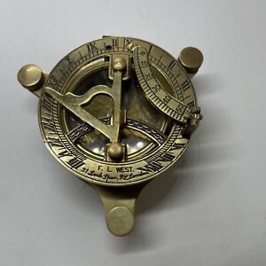 Vintage Solid Brass West London Sundial Compass