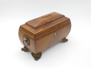 Regency Mahogany Tea Caddy With Ornate Brass Fittings Interior C1830 Antique