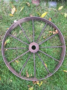 22 Antique Steel 12 Spoke Wagon Wheel Plow Cart Farm Implement Lawn Decor