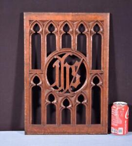 French Antique Gothic Revival Panel In Solid Oak Wood Salvage Early 1900 S Ihs