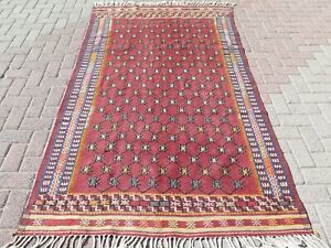 Area Rugs Vintage Turkish Kilim Red Color Wool Rug Handmade Carpet 53 X90 