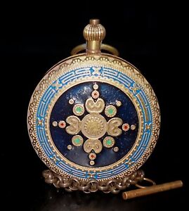 Mechanical Clock Horologe Bronze Arabesquitic Double Open Pocket Watch Y17