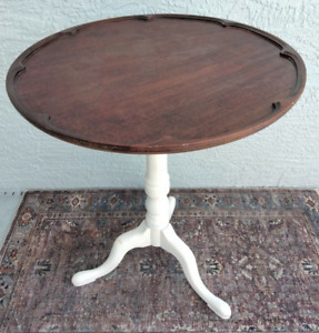 Antique Mahogany Pedestal Pie Crust Table 1890s Side Table Accent Pair Available