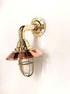 Nautical New Marine Solid Brass Bulkhead Angled Light With Copper Shade 1 Pcs