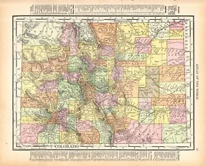 1912 Antique Colorado State Map Vintage Map Of Colorado Gallery Wall Decor 1588