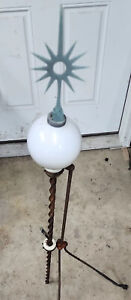 Antique Barn Find Twisted Lightning Rod With Starburst Tip And White Ball