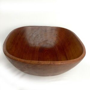 Vintage Antique Wooden Dough Bowl Hand Made Rounded Square 12 