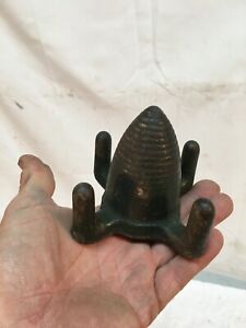 Primitive Cast Iron Fence Post Cap Bullet Shell Finial Victorian Antique 3 5in