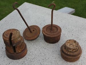Lot Antique Cast Iron Mercantile Scale Weights Hanging Round