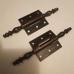 Antique Victorian Brass Steeple Tip Offset Door Hinges 2 1 4 X 2 Vtd Usa