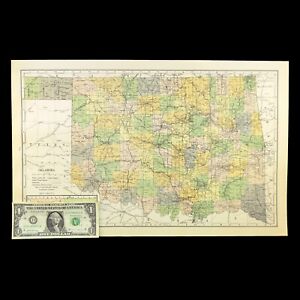 Vintage Oklahoma Map Railroad Wall Art Old Original Indian Reservations