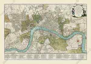 Antique Guide Map Early Plan Of London Westminster Bowles 1800 Art Print Poster
