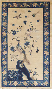 Antique Vegetable Dye Peking Oriental Area Rug 4x7 Chinese Hand Made Wool Carpet