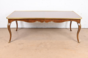Mastercraft French Louis Xv Burl Wood And Brass Extension Dining Table 1970s