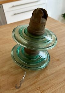 Vintage Electric Pylon Insulator Glass Connector With Hanging Hook