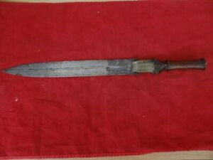 Antique African Dr Congo Short Sword Wood Metal Wrapped Handle