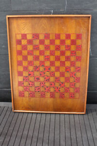 Antique Wooden Primitive Game Board Checkerboard Folk Art Great Finish