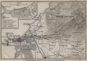 Trapani Town Plan Environs Monte San Giuliano Erice Sicily Sicilia 1912 Map