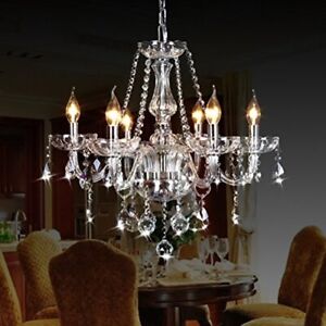 Classic Vintage Crystal Candle Chandeliers Lighting 6 Lights Pendant Ceiling 