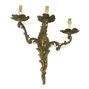 Candelabra Solid Brass Ornate Wall Sconce Electrical Light Fixture Vintage