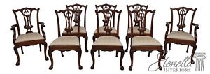 L61240ec Set Of 8 Hickory White Co Chippendale Mahogany Dining Room Chairs