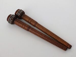 Antique Wooden Spool Bobbins For Thread Weaving Sewing 8 Inches Silver