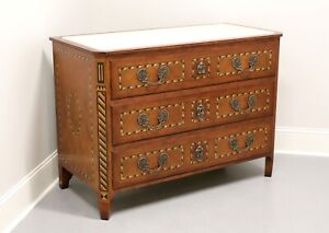 Baker Neoclassical Walnut Inlaid Marble Top Occasional Chest