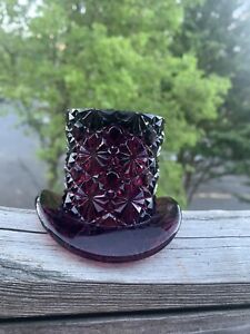 Amethyst Glass Hat Tooth Pick Holder