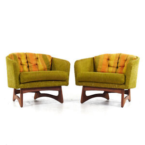 Adrian Pearsall For Craft Associates Mid Century Barrel Lounge Chairs Pair