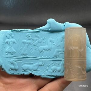 Ancient Near Eastern Sassanian Agate Intaglio Stone Cylinder Seal Old Bead