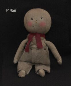 New Primitive Snowball Little Snowman Doll 9 Tall Christmas Winter