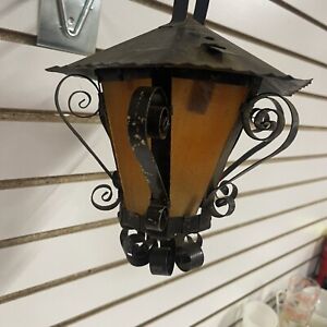 Vtg Antique Gothic Wrought Iron Spanish Revival Black Wall Sconce Decoration