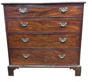 Antique Chippendale Bracket Foot Bachelor S Chest 34 Case Mahogany 18th Century