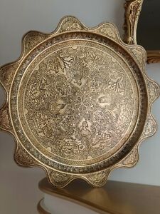 Antique Persian Middle East Islamic Brass Tray