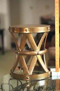 Sarreid Spanish Colonial Handmade Brass Drum Table Stool Mcm Stool