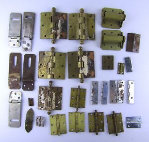 Lot Of 30 Vintage Antique Hardware Hinges Door And Cabinet Gate Lock Latches