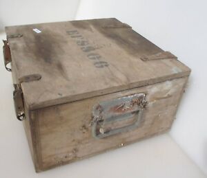 Vintage Wooden Box Old Crate Wood Iron Latches Case Tub 12 W