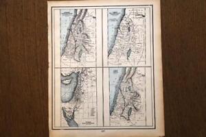 1893 Antique Columbian World S Fair Atlas Map Judah Israel Excellent Detail