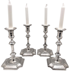 Crichton Co Set Of 4 English Sterling Silver 1924 Candlesticks Art Deco Style