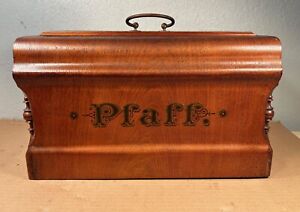 Antique 1901 Rare Pfaff Coffin Top Treadle Sewing Machine Wood Cover
