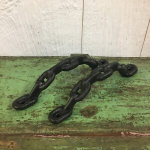 Set Of 2 8 Cast Iron Chain Link Door Handle Pull Gate Barn Pantry Free S H Pr