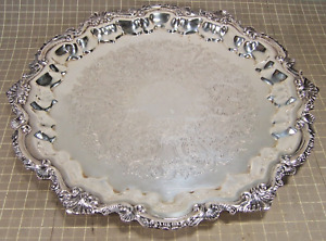 Large 17 Vintage Chippendale Wallace Tray Platter Silver Plate Footed X100