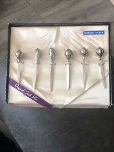 Set Of 6 Sterling Silver Cocktail Snack Appetizer Piks Tow Sterling Creations