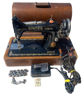 Antique 1922 Singer 99k Sewing Machine Bentwood Case Foot Pedal Light Y699798