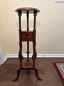 Victorian Style Mahogany Two Drawer Barley Twist Pedestal Or Plant Stand