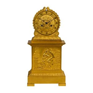 French Empire Style Gilt Bronze Mantel Clock 19th Century