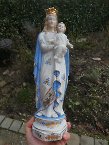 German Bisque Porcelain Madonna Statue Figurine Religious